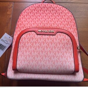Michael Kors Jaycee Medium Orange Ombré Signature Logo Zip Pocket Backpack